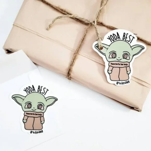 LB062 NOTE CARDS & HANG TAGS Custom Designs Poshmark Closet Baby Yoda - Picture 4 of 4